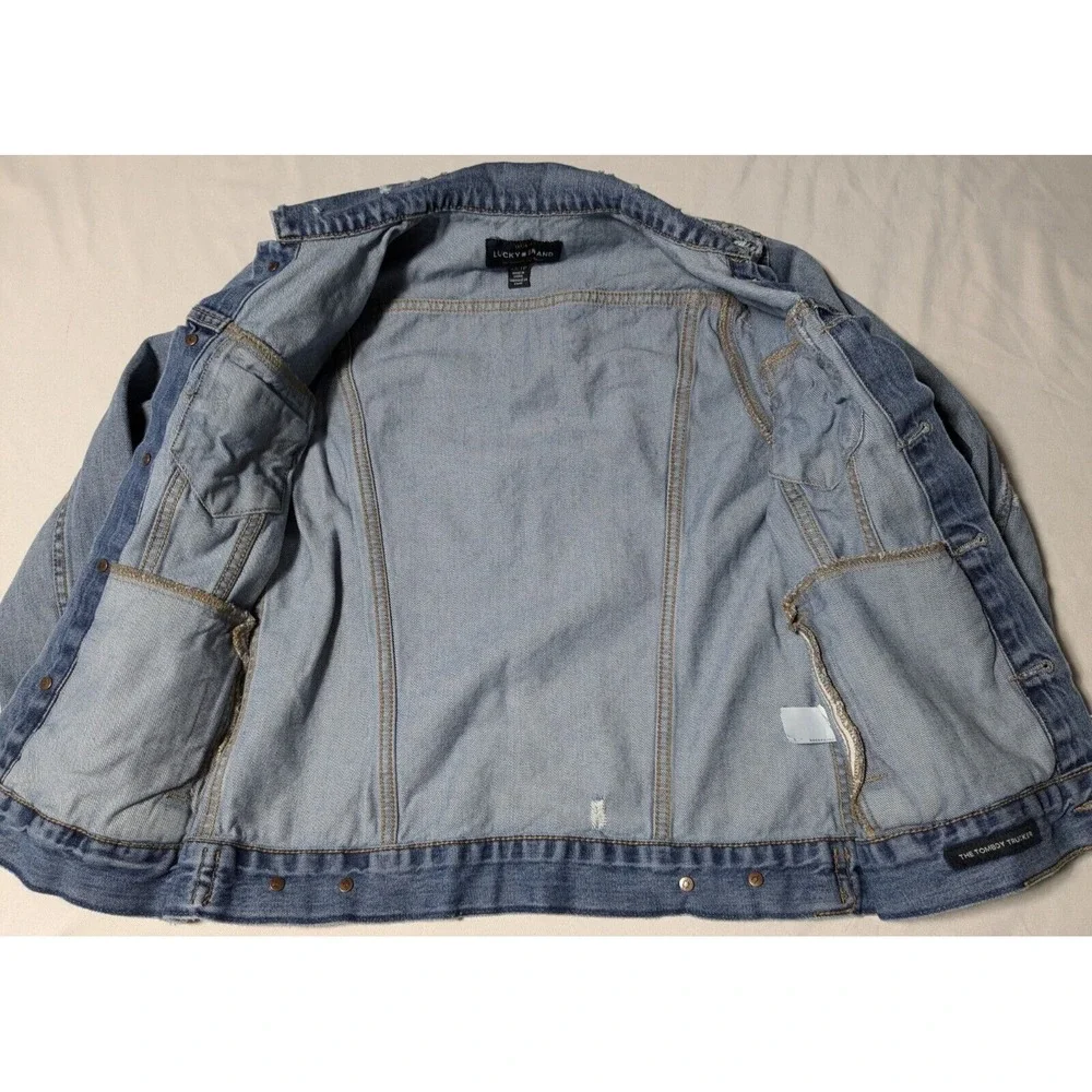 LUCKY BRAND The Tomboy Trucker Women‎ XS Distressed Denim Jean Jacket